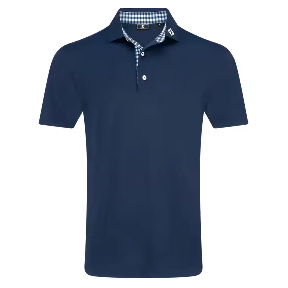 FootJoy Men's Stretch Pique Gingham Trim Polo Shirt