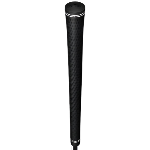 Black golf club grip on a white background