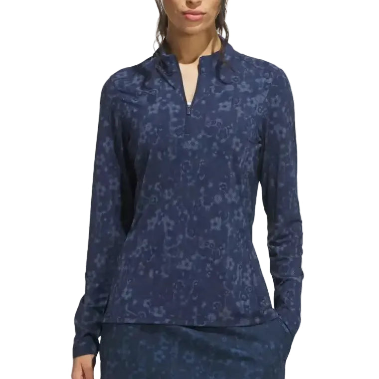adidas women's quarter zip navy pattern