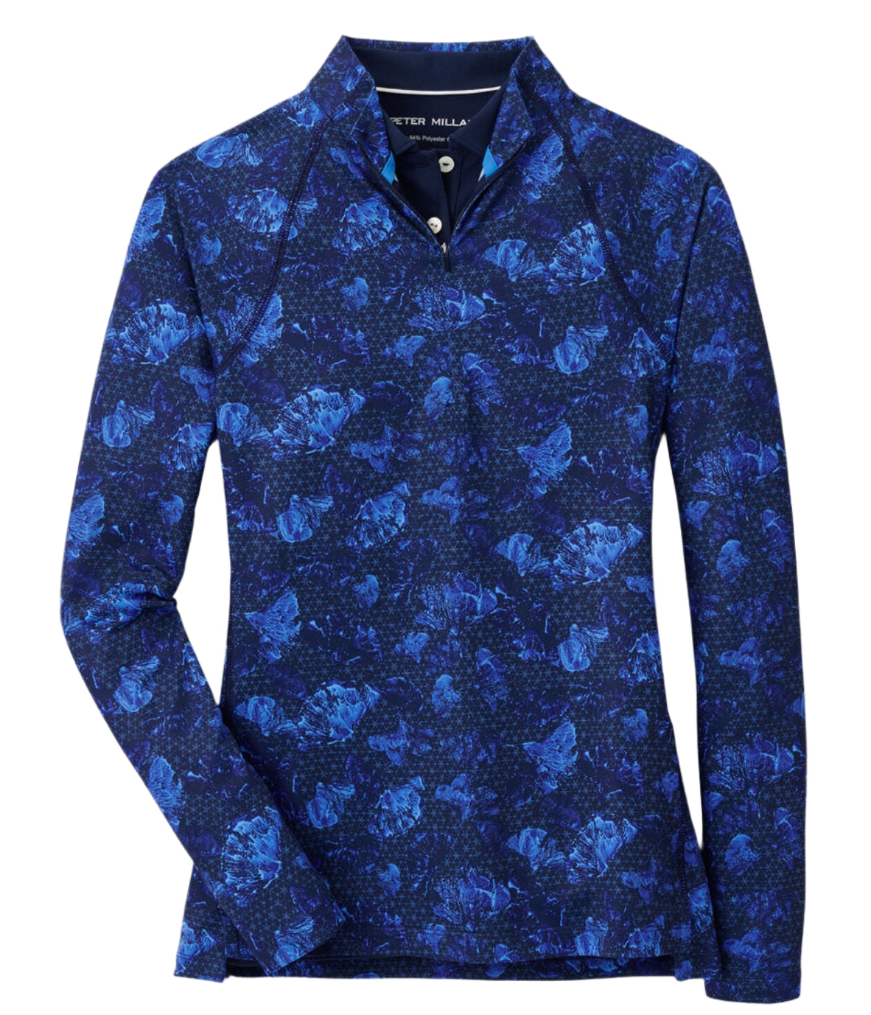 Peter Millar Women's Ginko Print Raglan Sleeve Perth Layer Abaco Blue