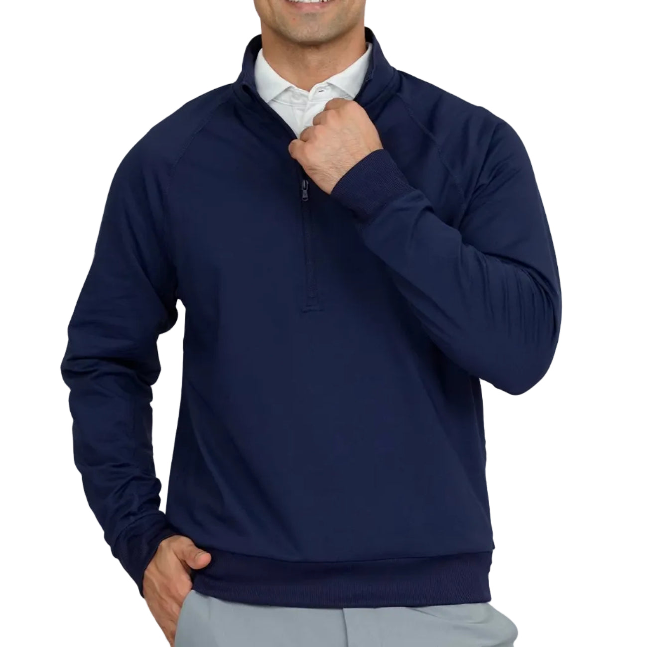 mens half zip jacket in navy colour