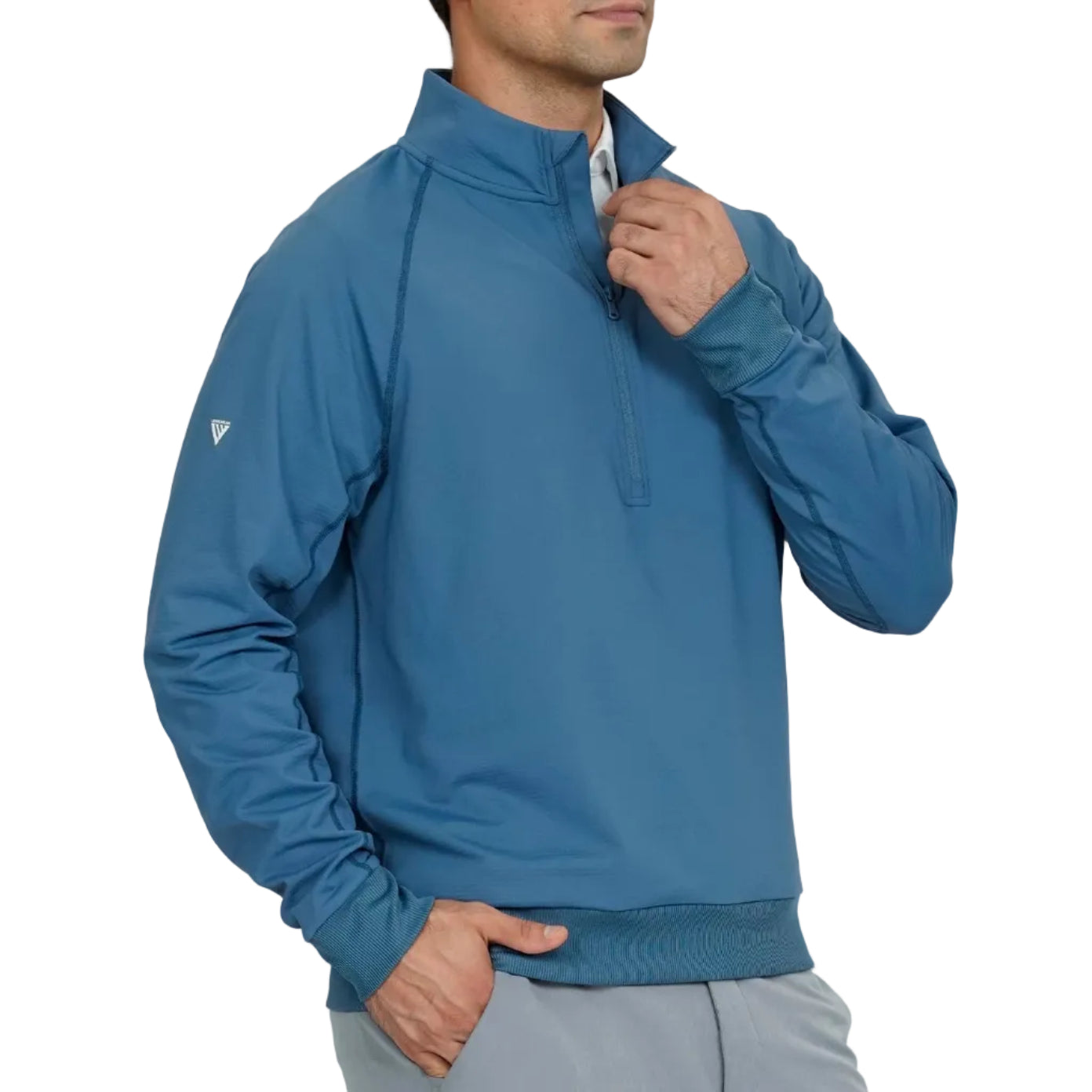 mens half zip jacket in blue