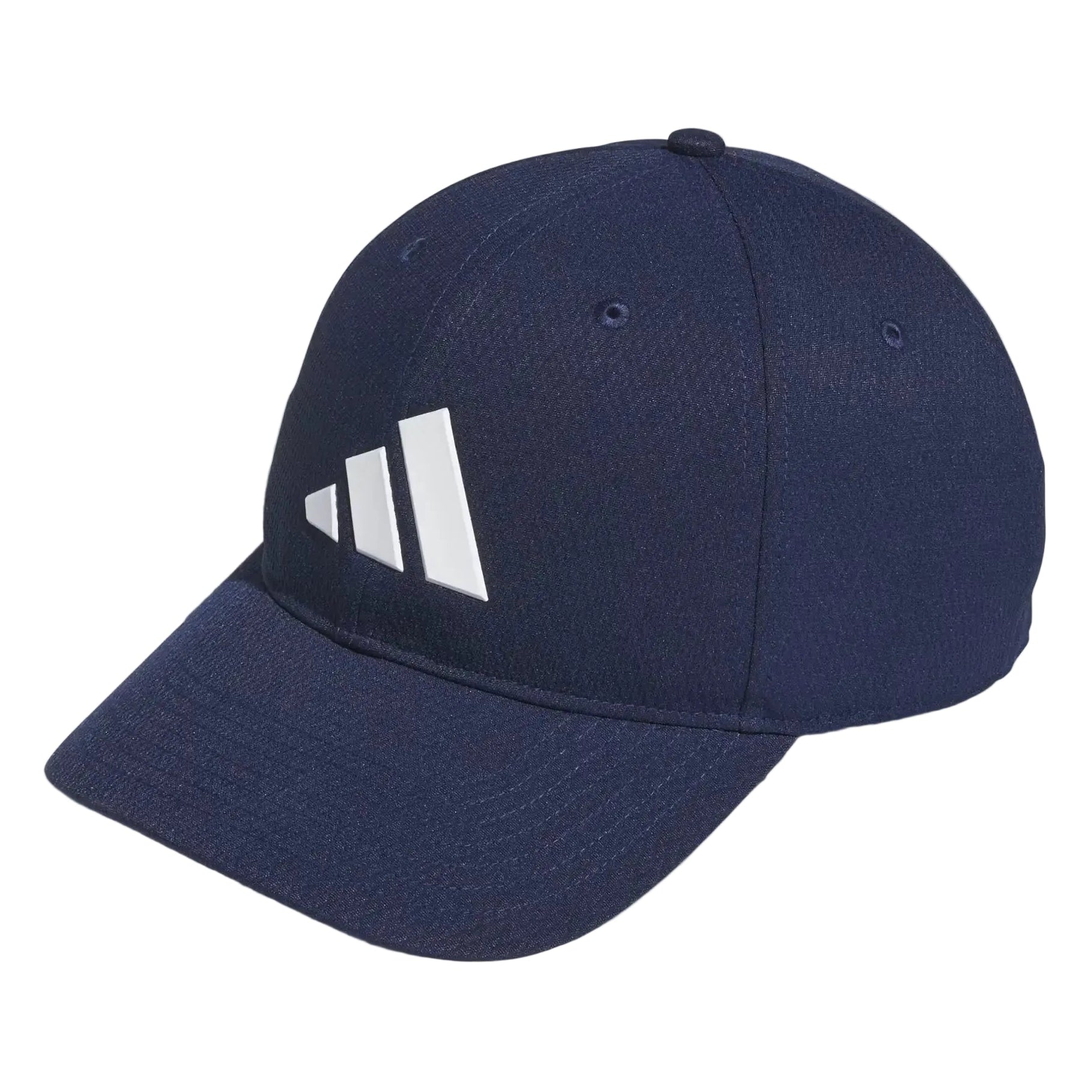 Navy blue cap with white Adidas logo on a white background