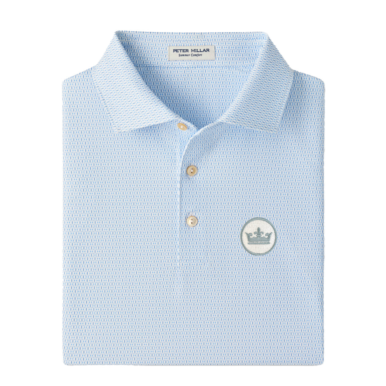peter millar golf polo light blue with crown logo