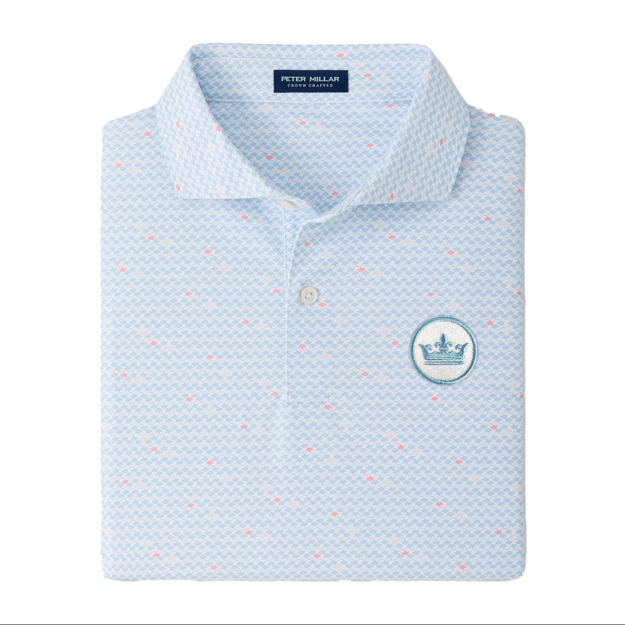 peter millar golf polo with blue pattern