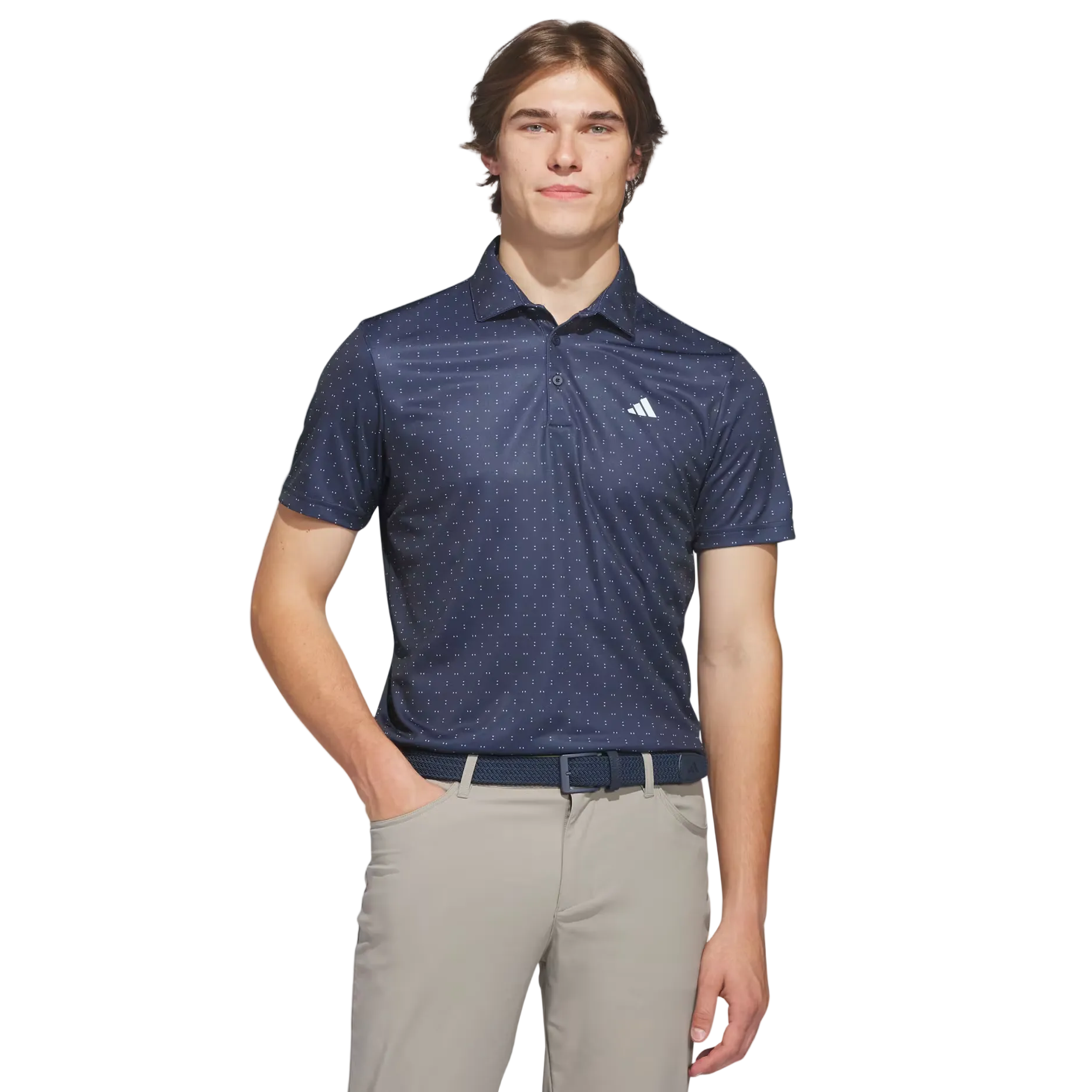 Adidas Textured Performance Print Polo - Navy