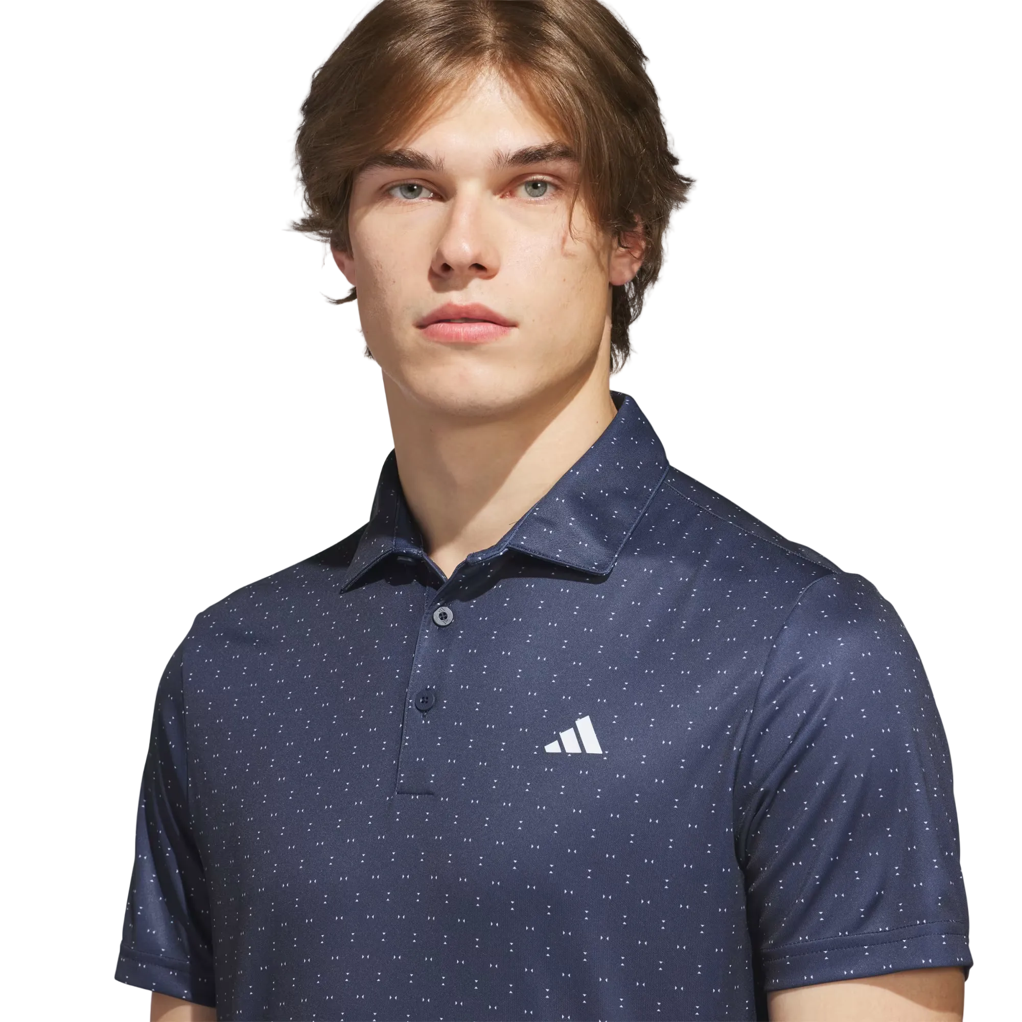 Adidas Textured Performance Print Polo - Navy