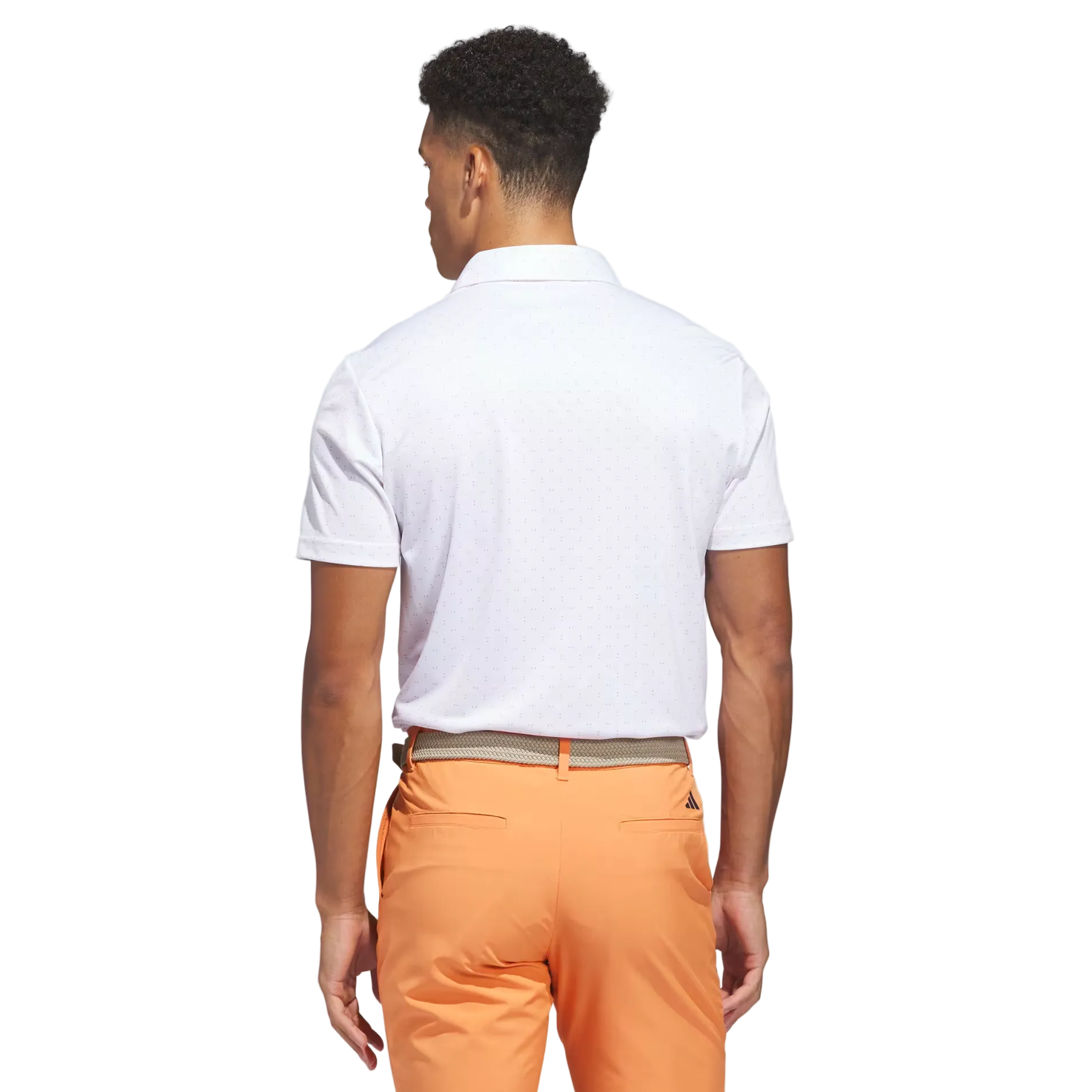 Adidas Performance Textured Print Polo - White/Lucid Orange
