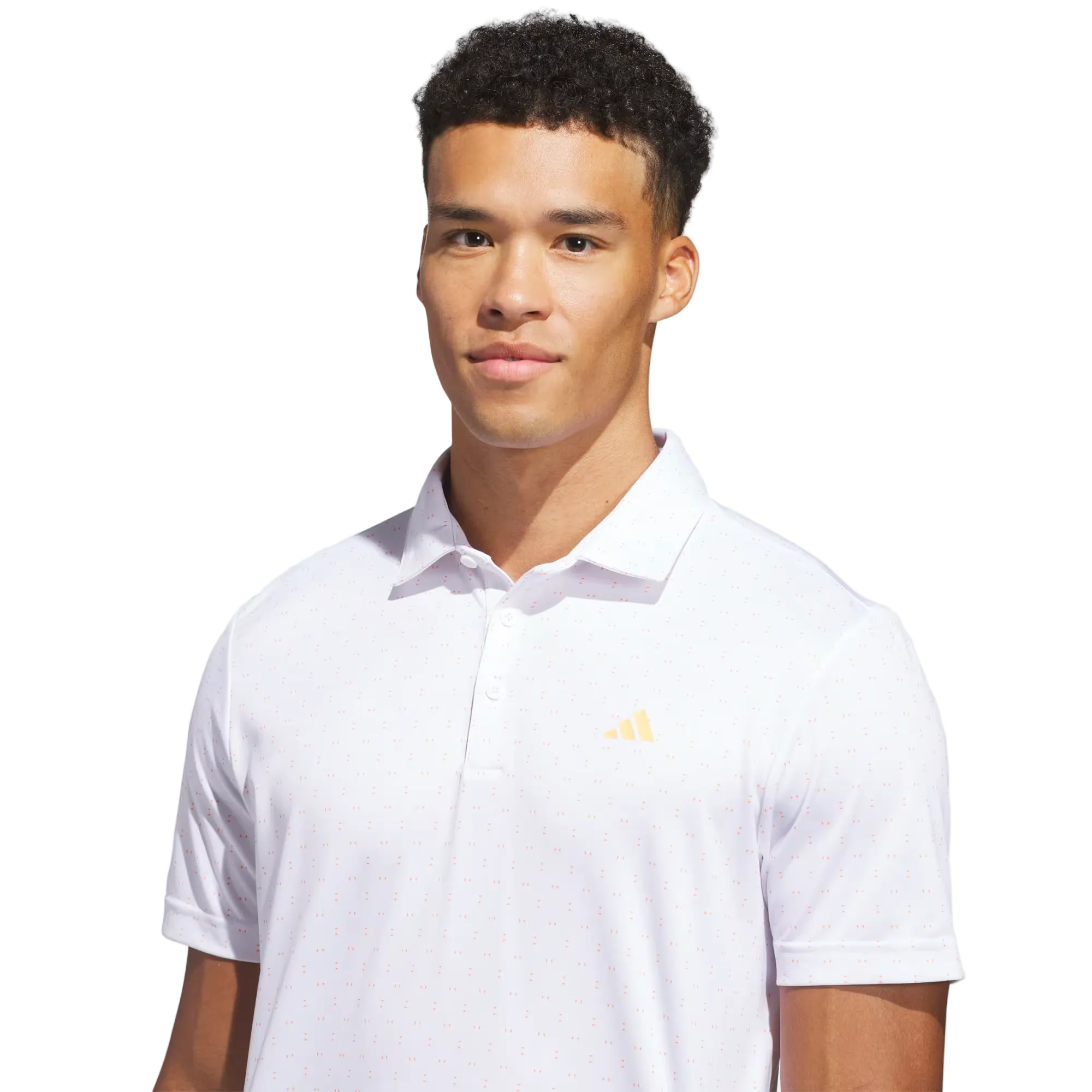Adidas Performance Textured Print Polo - White/Lucid Orange