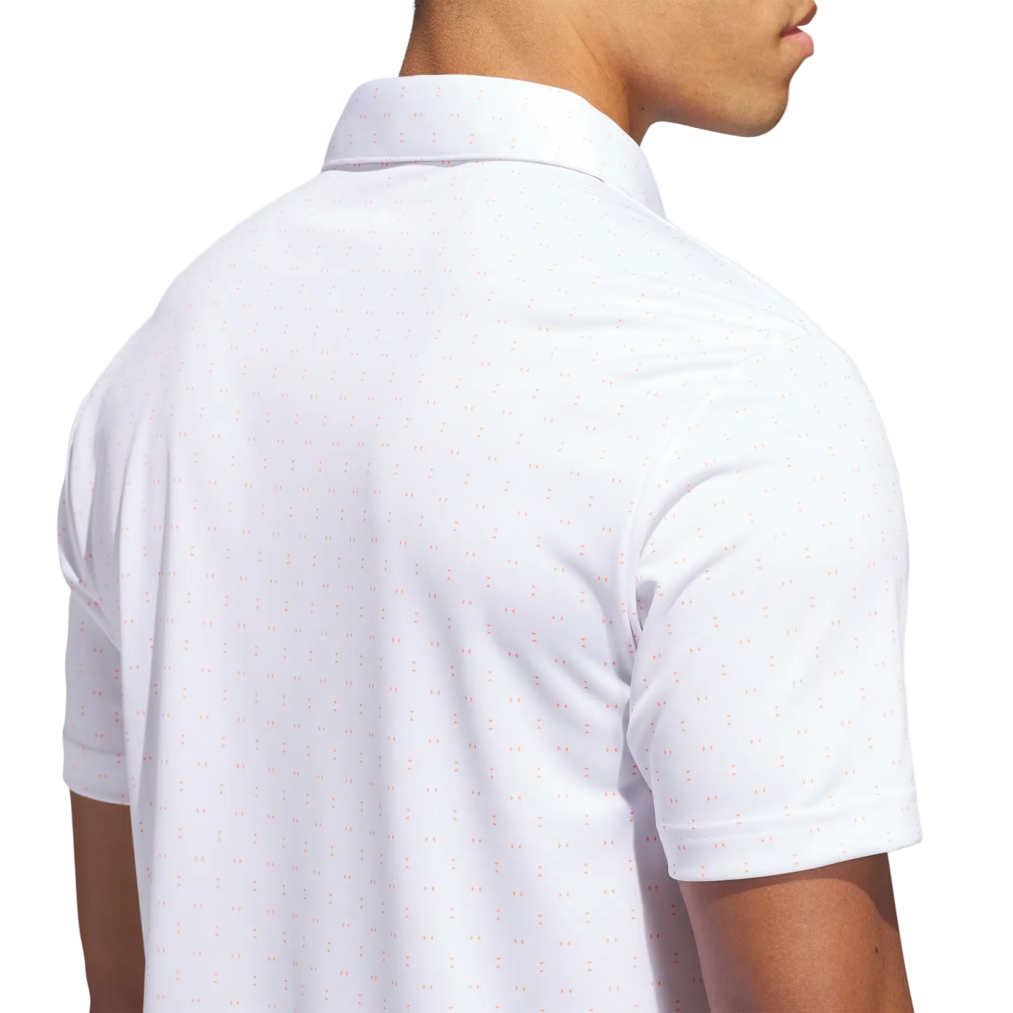 Adidas Performance Textured Print Polo - White/Lucid Orange