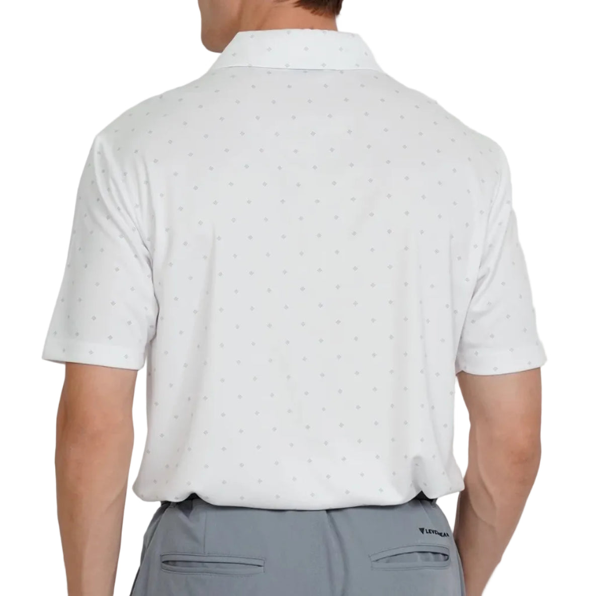 mens golf polo in pebble colour with pattern