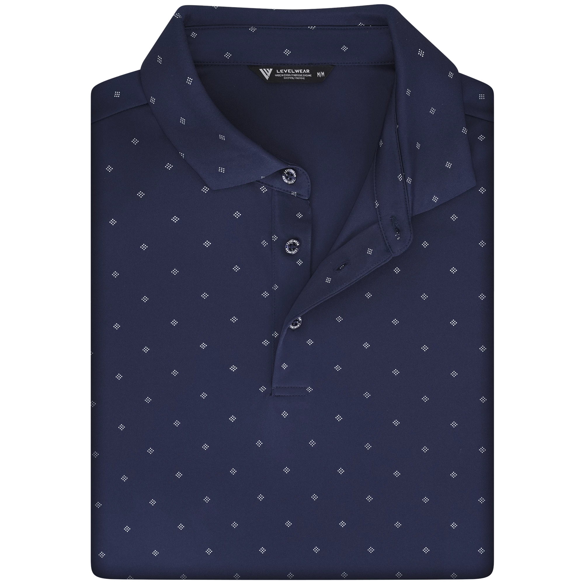 mens golf polo in navy with pattern