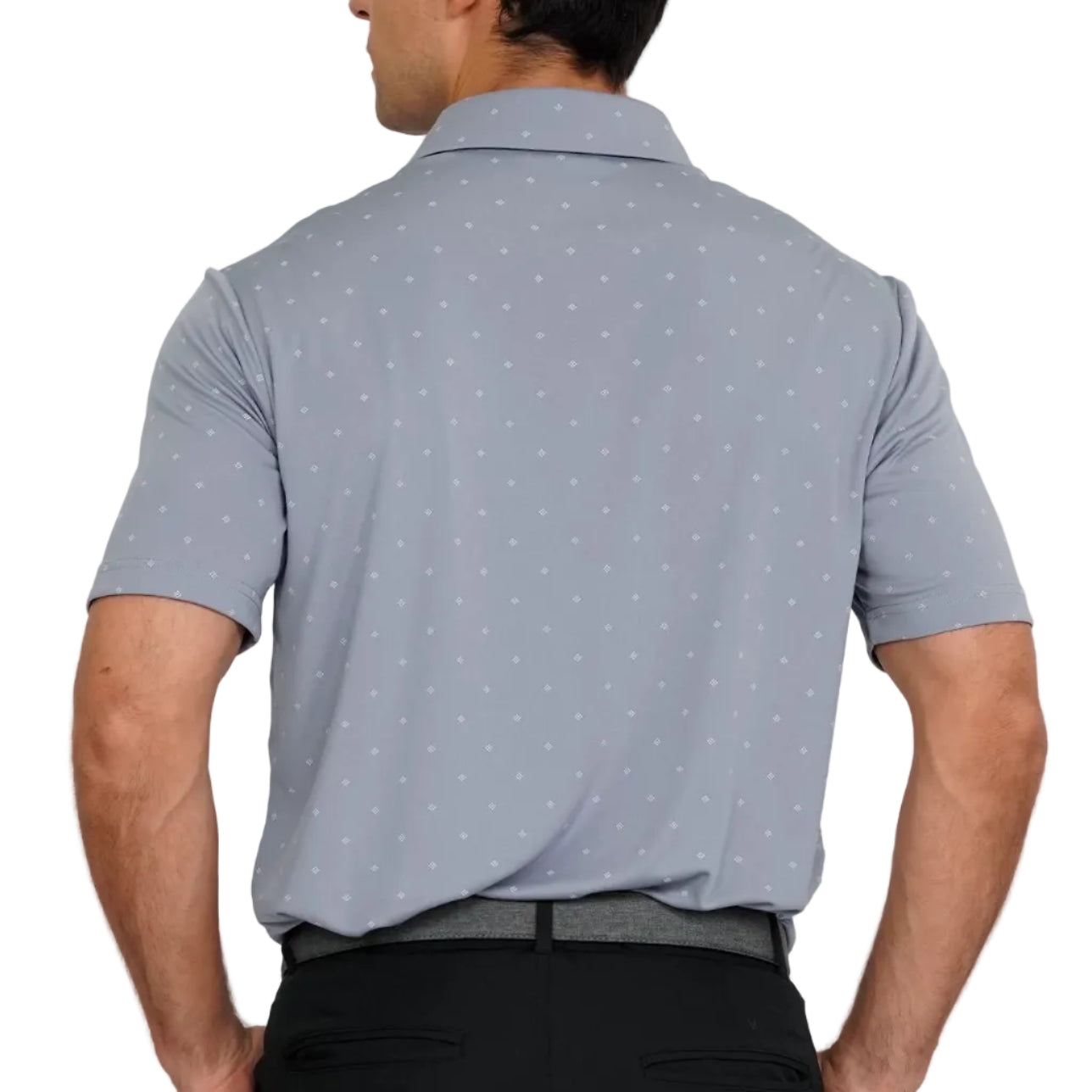 mens golf polo in pebble colour with pattern