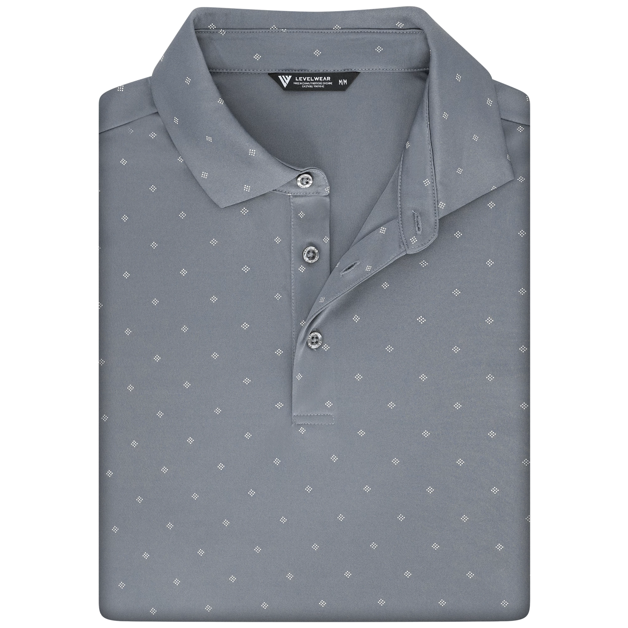 mens golf polo in pebble colour with pattern