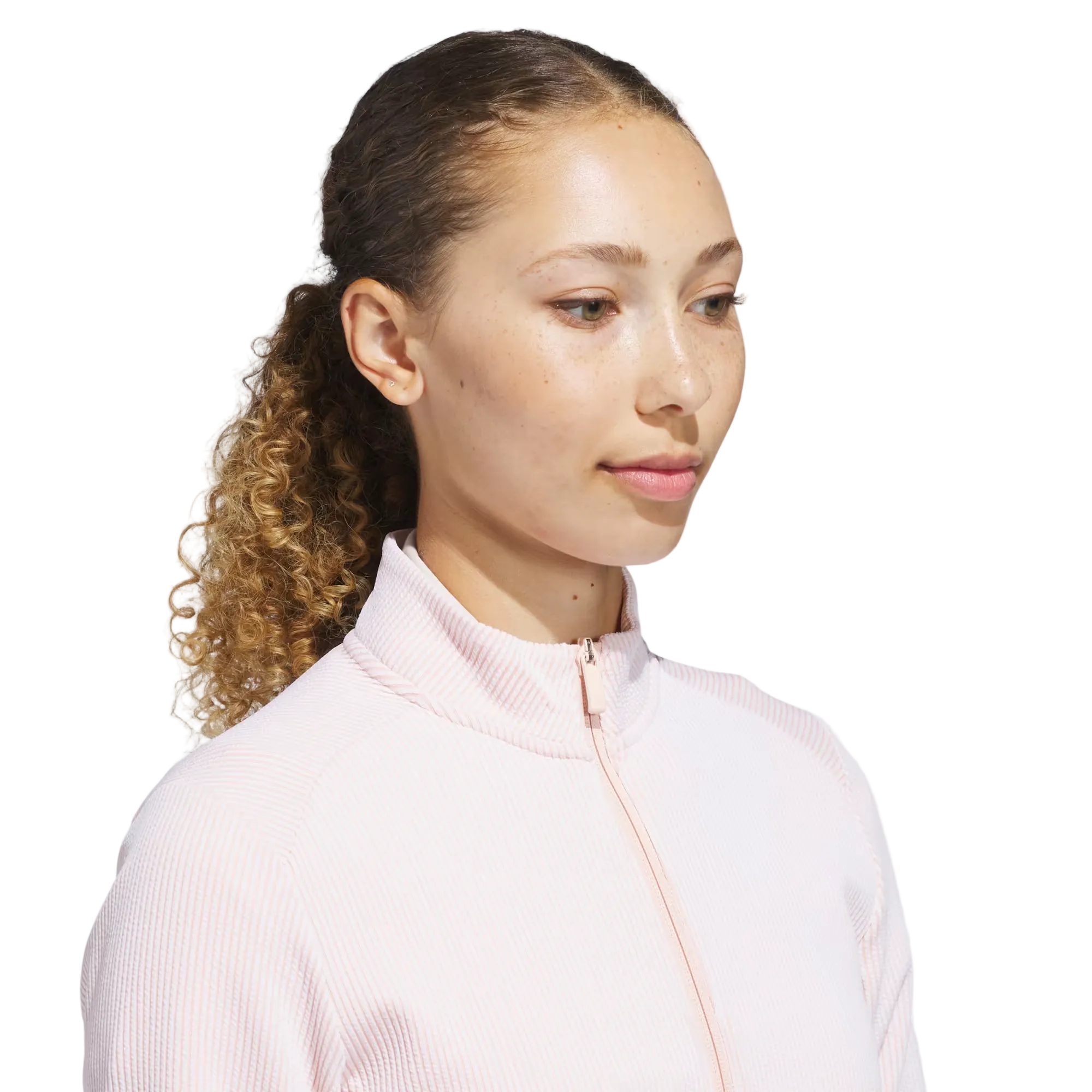 Adidas Ladies Textured Performance Jacket - Blush Pink