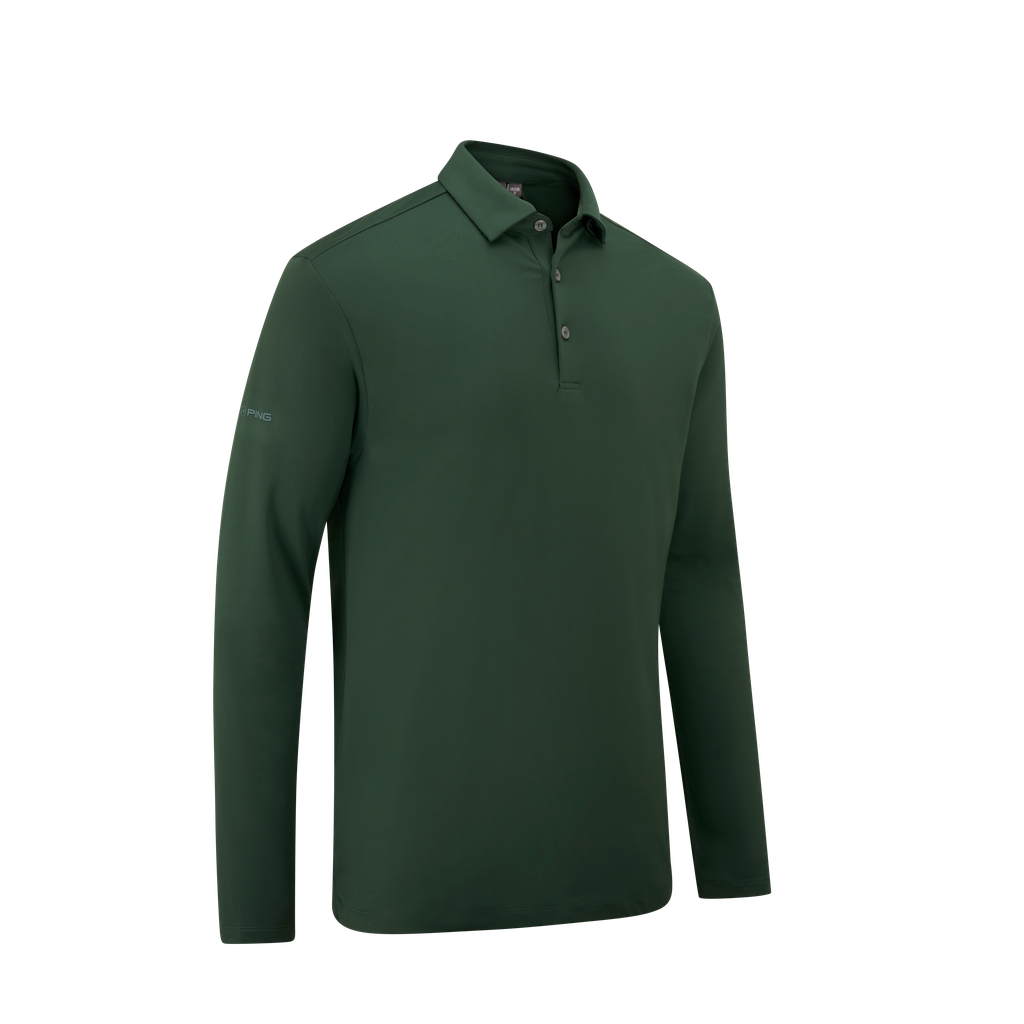 PING Men`s Demitri Long Sleeve Polo Shirt - Gorse Green