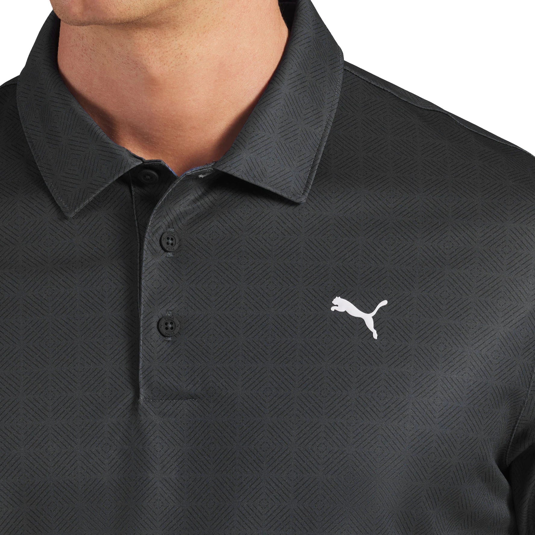 Puma Pure 2.0 Geo Diamond Golf Polo - Black/Grey