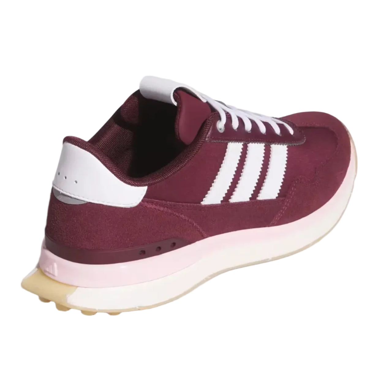 Adidas 26' Ladies Textile Spikeless Golf Shoes - Maroon/Clear Pink