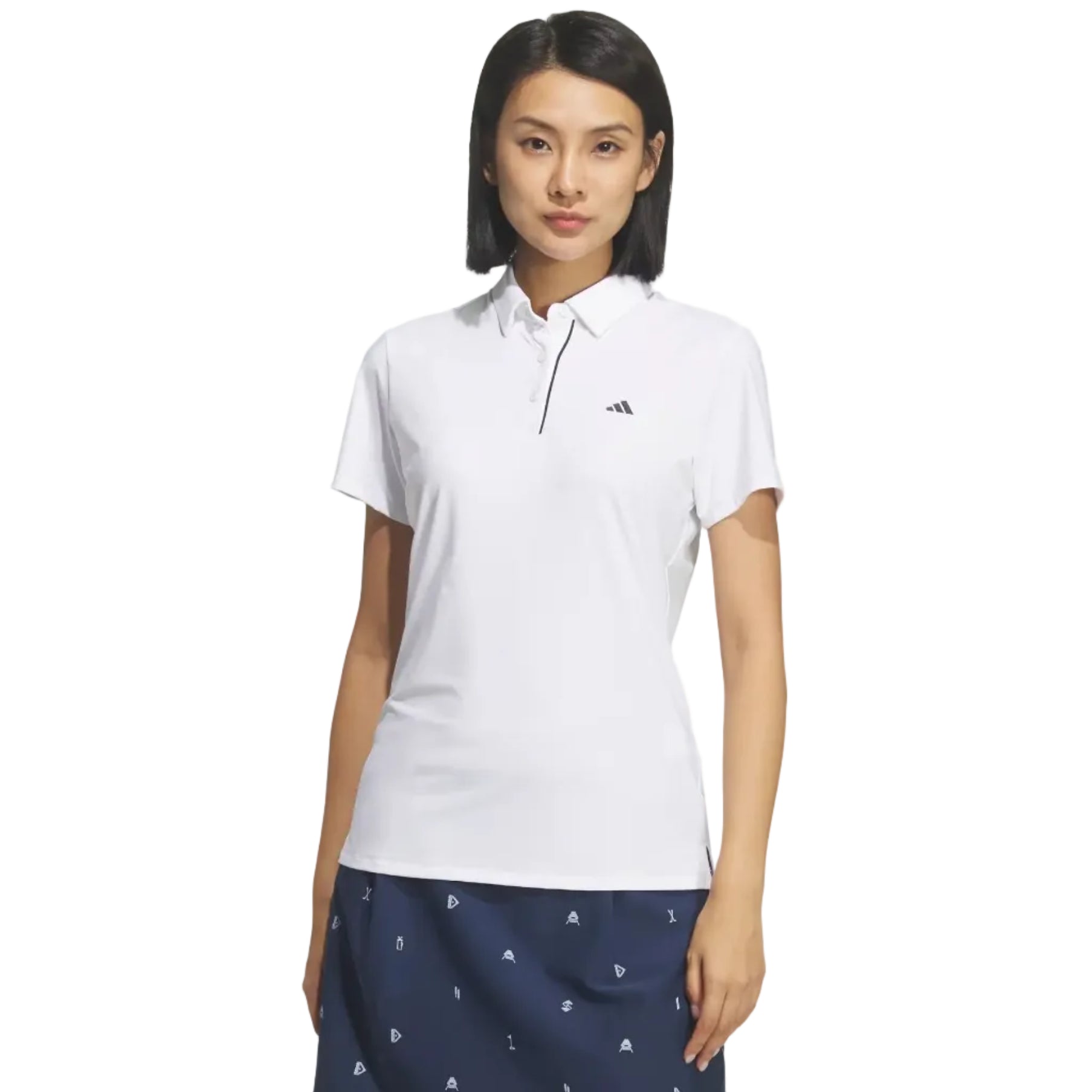 Adidas Ladies Short Sleeve Polo Shirt - White
