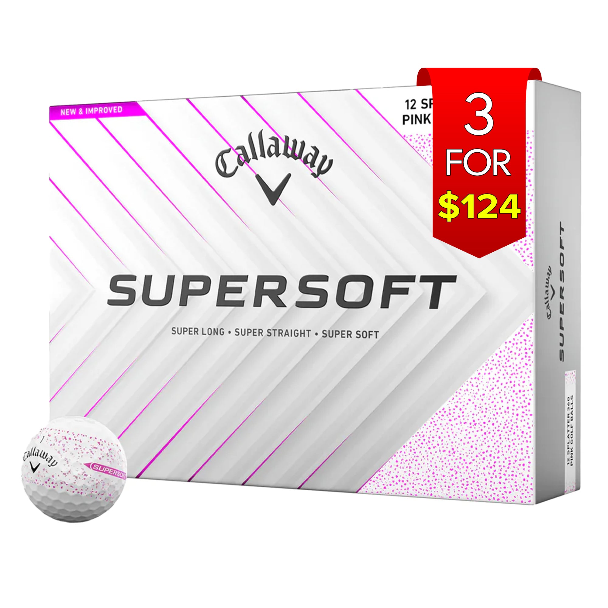Callaway 2025 Supersoft Golf Balls Dozen - Splatter Pink