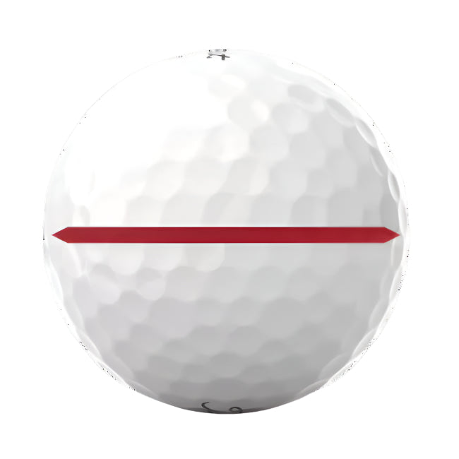 White golf ball with a red line on a white background
