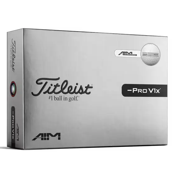 Titleist 26' Pro V1x Left Dash AIM Enhanced Alignment Golf Balls - Dozen