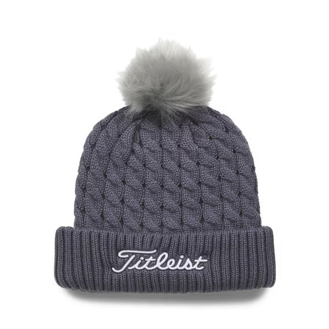 Titleist Cable Knit Pom Pom Beanie - Wash Indigo/White