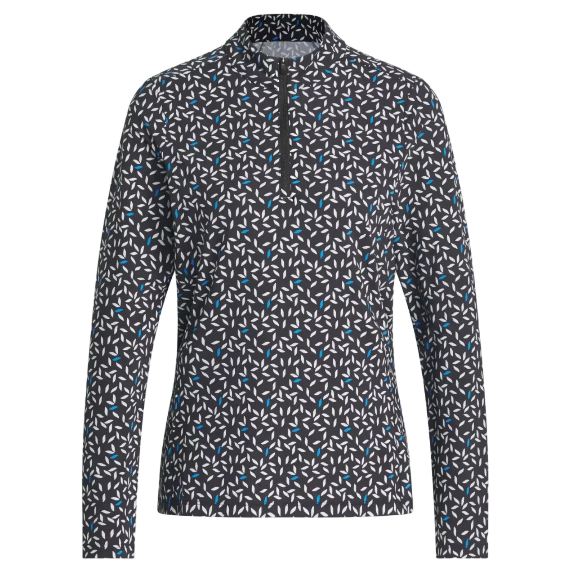 Adidas Ladies Ultimate365 Printed Quarter Zip Mock Polo - Lucid Ray Blue