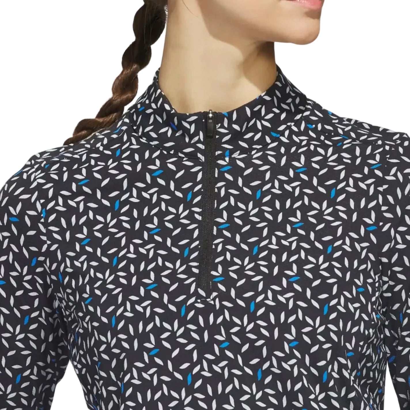 Adidas Ladies Ultimate365 Printed Quarter Zip Mock Polo - Lucid Ray Blue