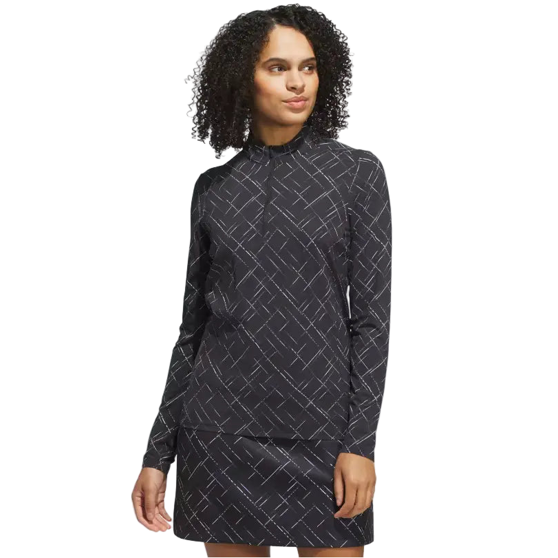 Adidas Ladies Ultimate365 Print Quarter Zip - Black/Plum