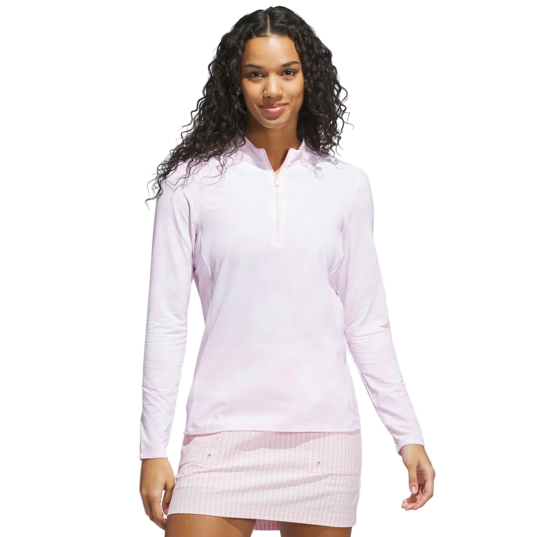 Adidas Ladies Ultimate365 Print Quarter Zip - Clear Pink