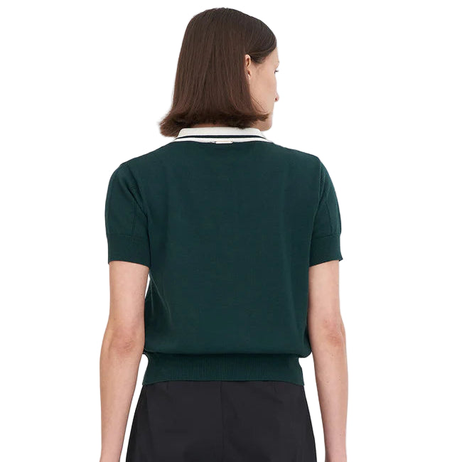 Huffer Golf Ladies Line Knit Polo - Golf Green / Chalk