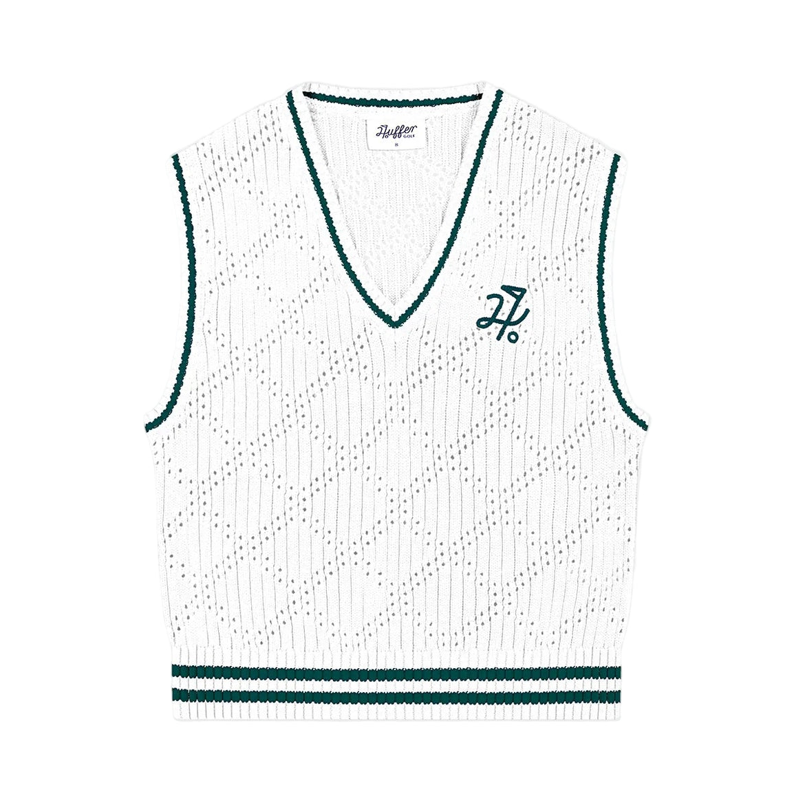 Huffer Golf Ladies Diamond Crop Vest - Chalk