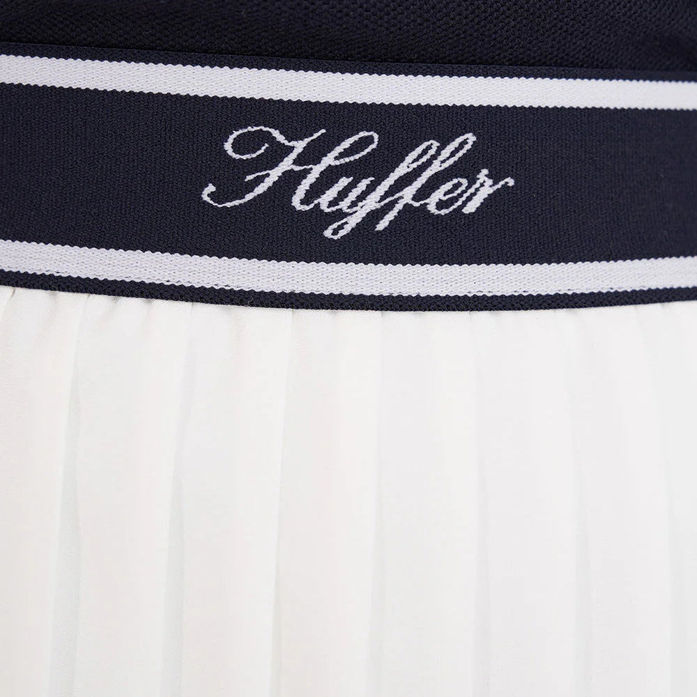 Huffer Birdie Pleated Golf Skort - Chalk/Navy