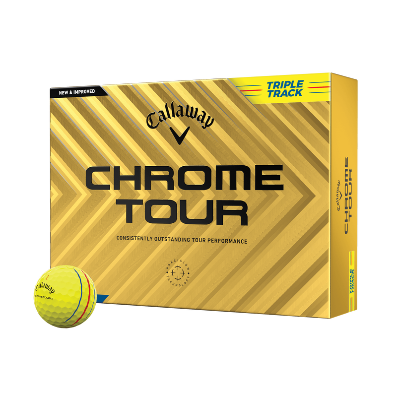 Callaway Chrome Tour Triple Track Yellow Golf Balls - Dozen