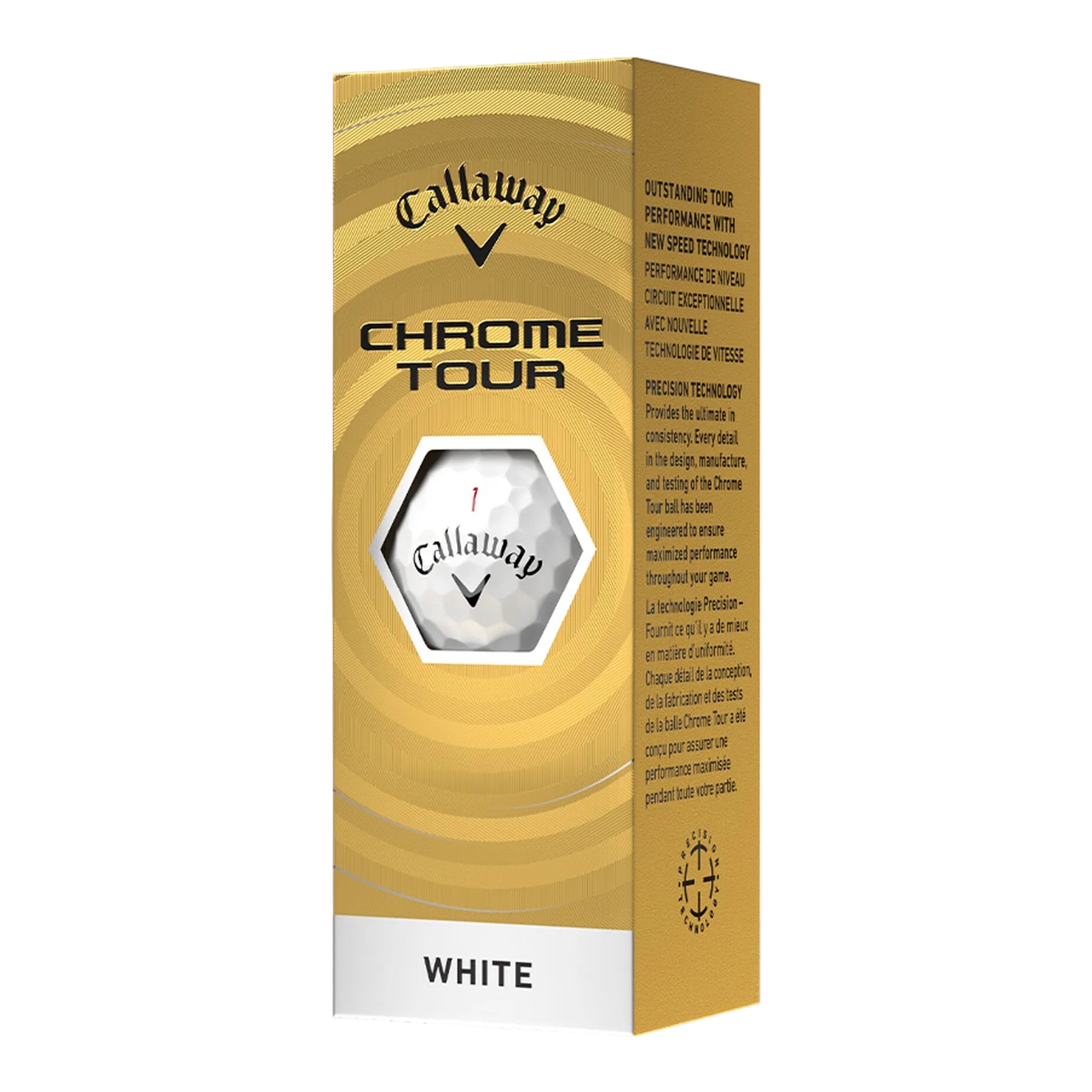 Callaway Chrome Tour golf ball packaging on a white background