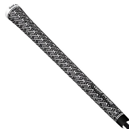 Golf club grip with black and white pattern on a white background