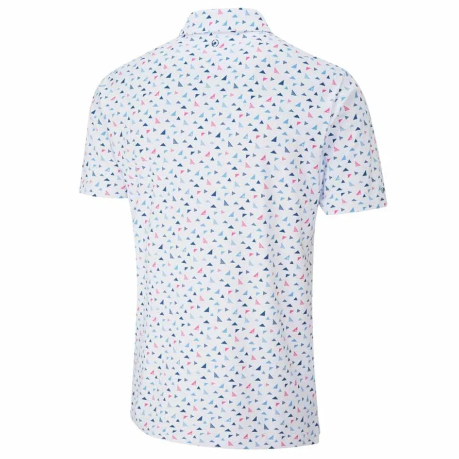 Short-sleeve shirt with a subtle pattern on a white background