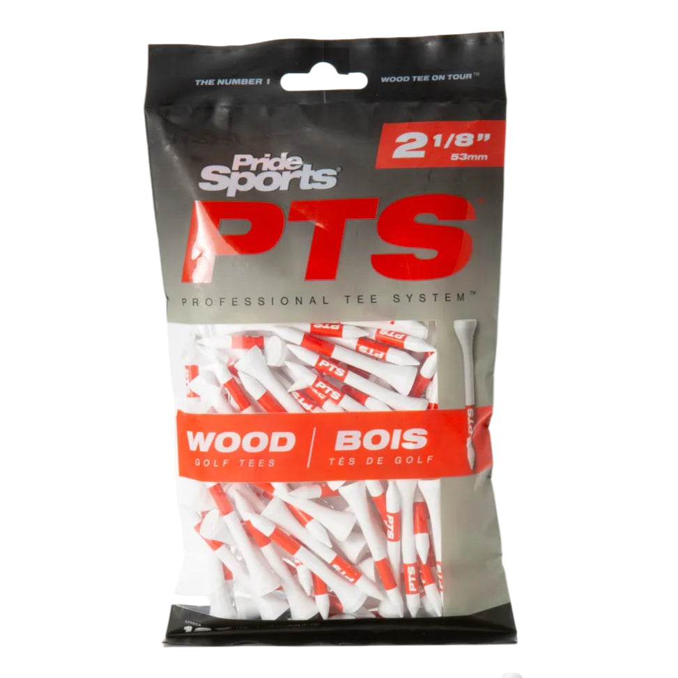 Pack of Pride Sports PTS golf tees with a white background