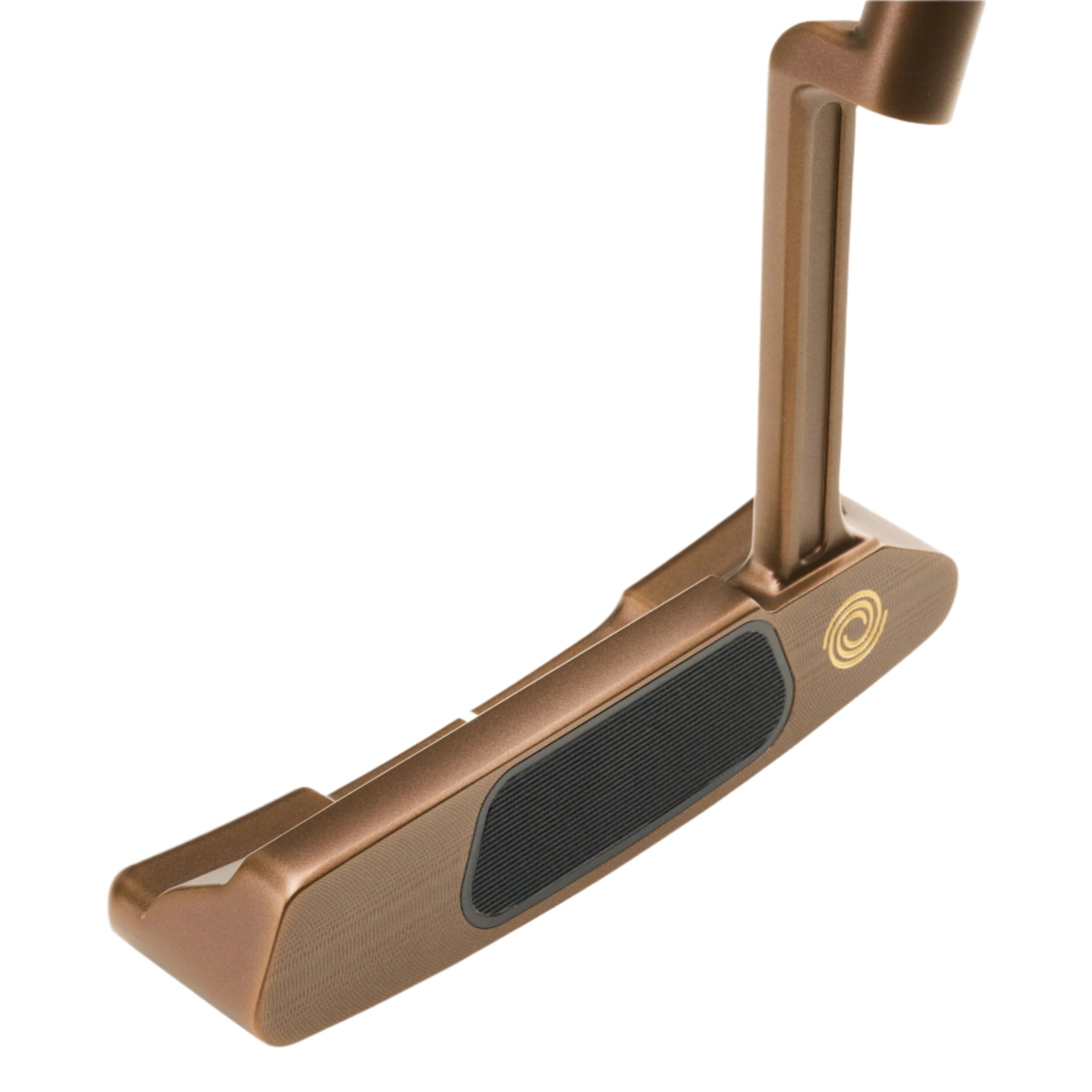 Golf putter with a brown finish on a white background
