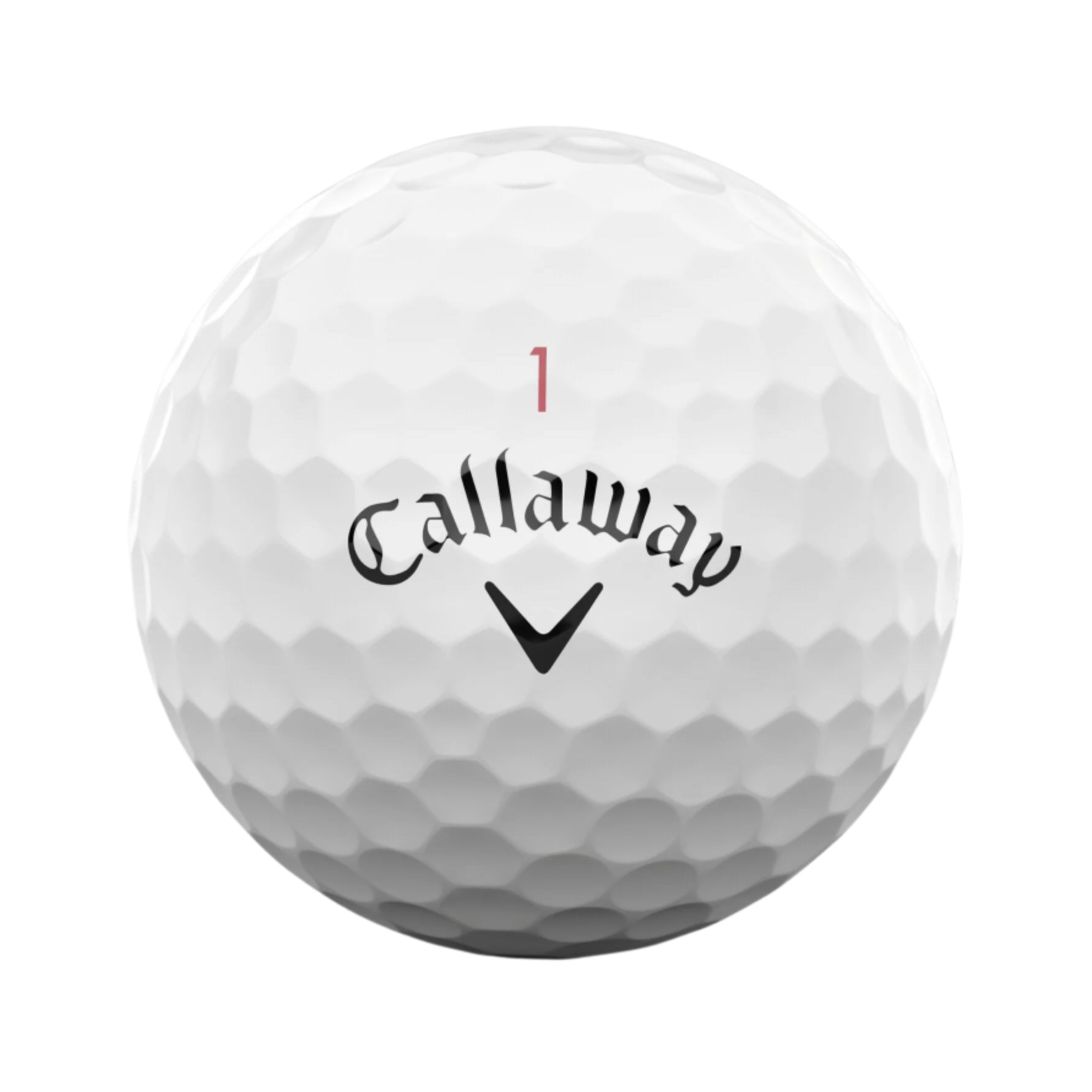 A sleeve of Callaway Chrome Tour Triple Diamond golf balls, with a white color with the red number 1 and the Callaway logo.