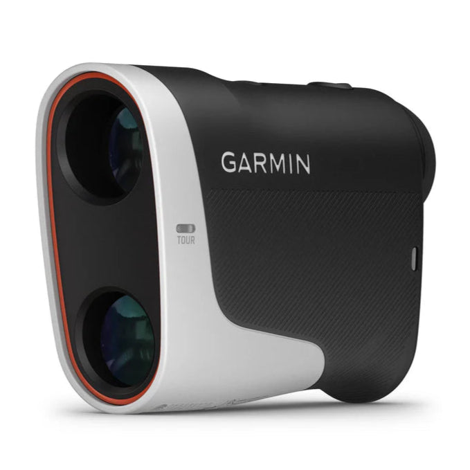 Garmin Approach Z30 Rangefinder, a handheld optical device for measuring distances, primarily in black color with white and orange accents.