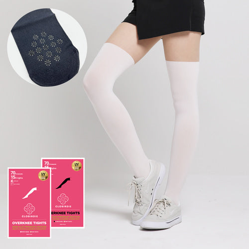 Clobirdie two-tone half-and-half golf stockings knee-high non-slip UV protection