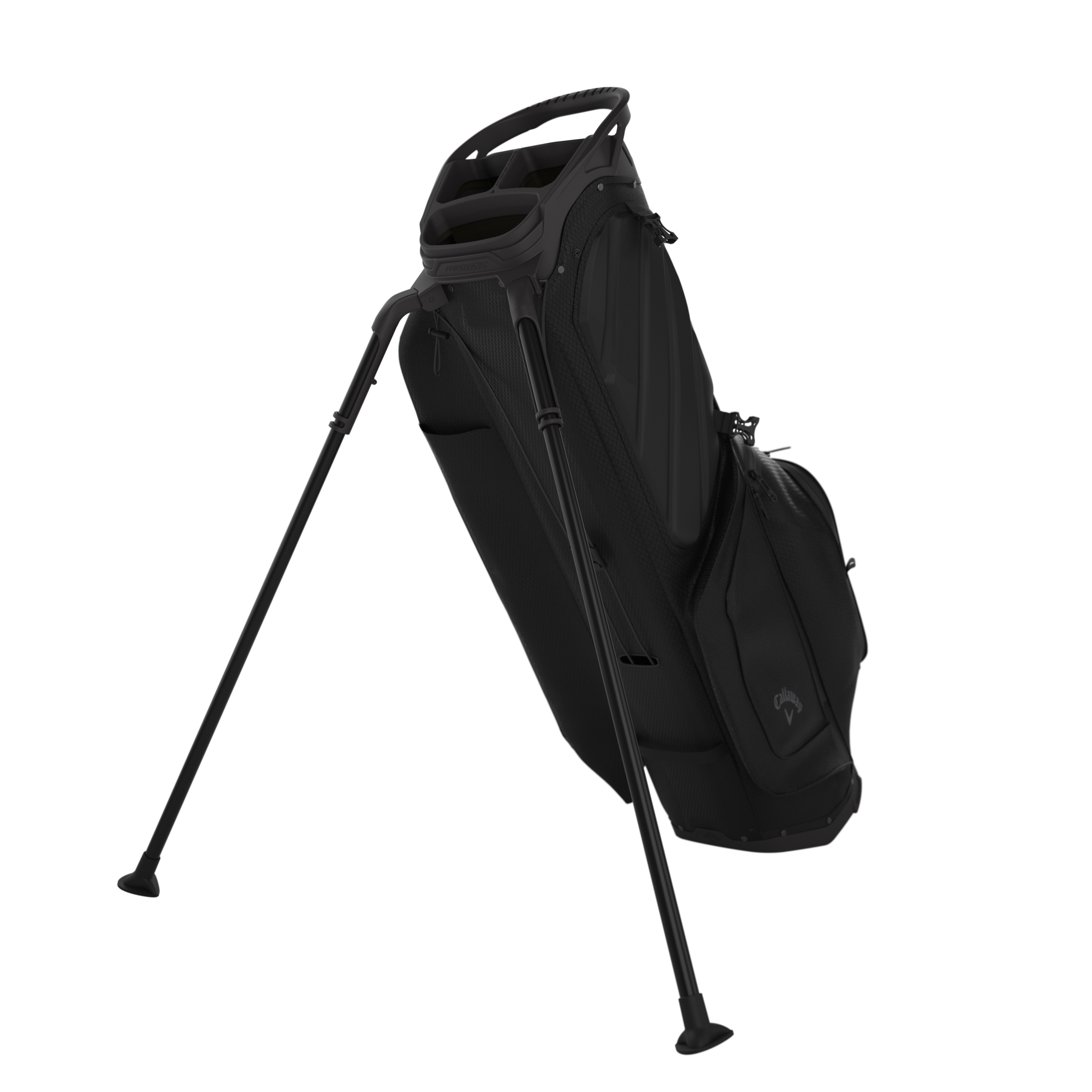 Black golf stand bag on a white background