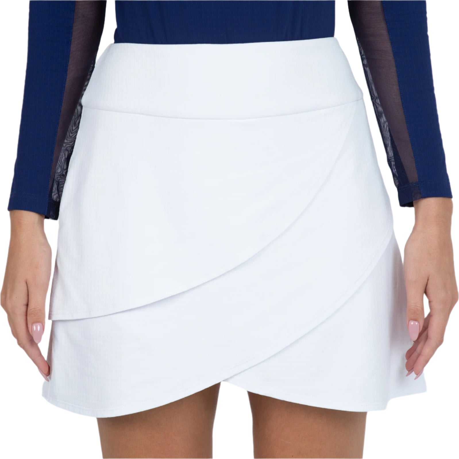 IBKUL Ladies Solid Layered Skort - White