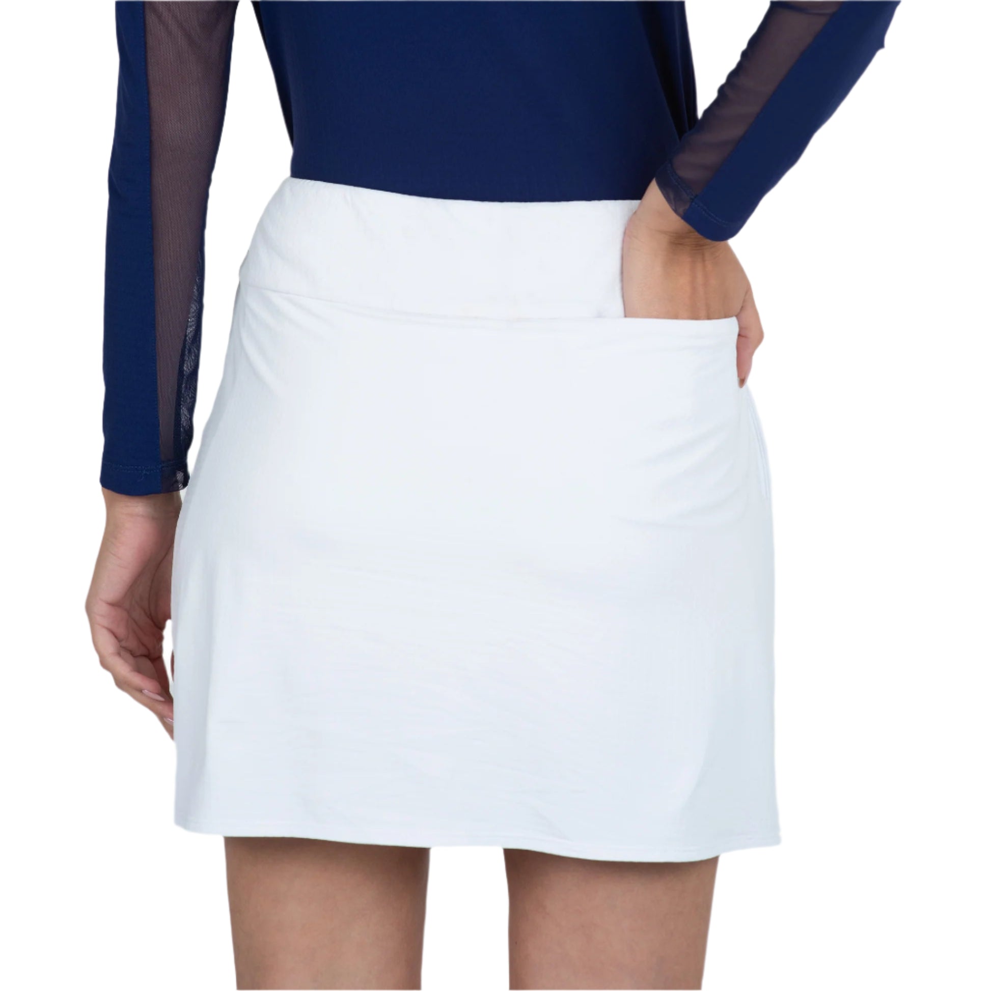 IBKUL Ladies Solid Layered Skort - White