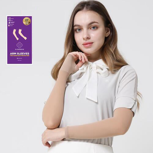 Clobirdie UV Protection Women's Arm Sleeves 40 Denier Skin Colour