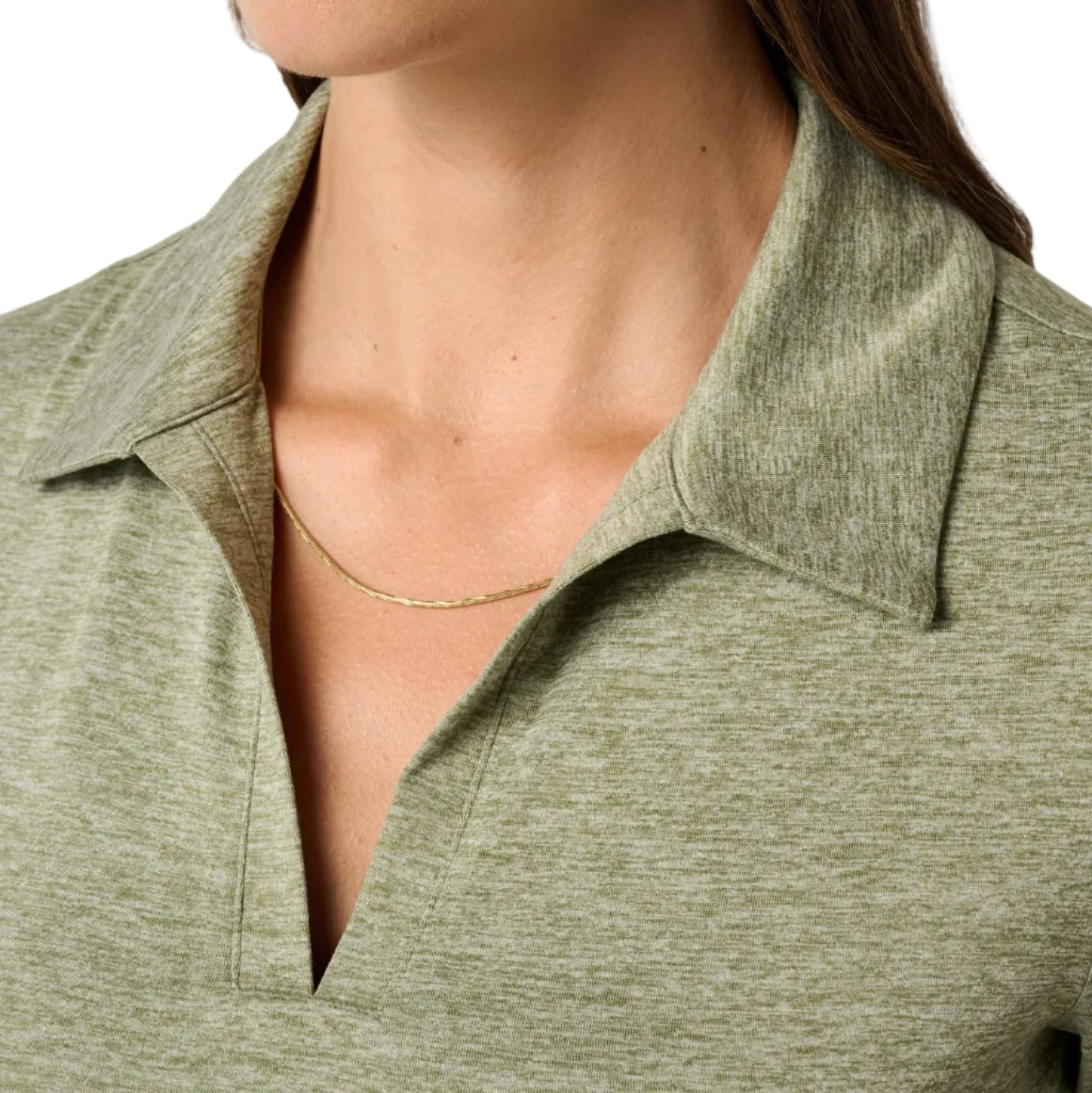 TravisMathew Ladies Skyloft Light Polo 2.0 - Heather Oil Green