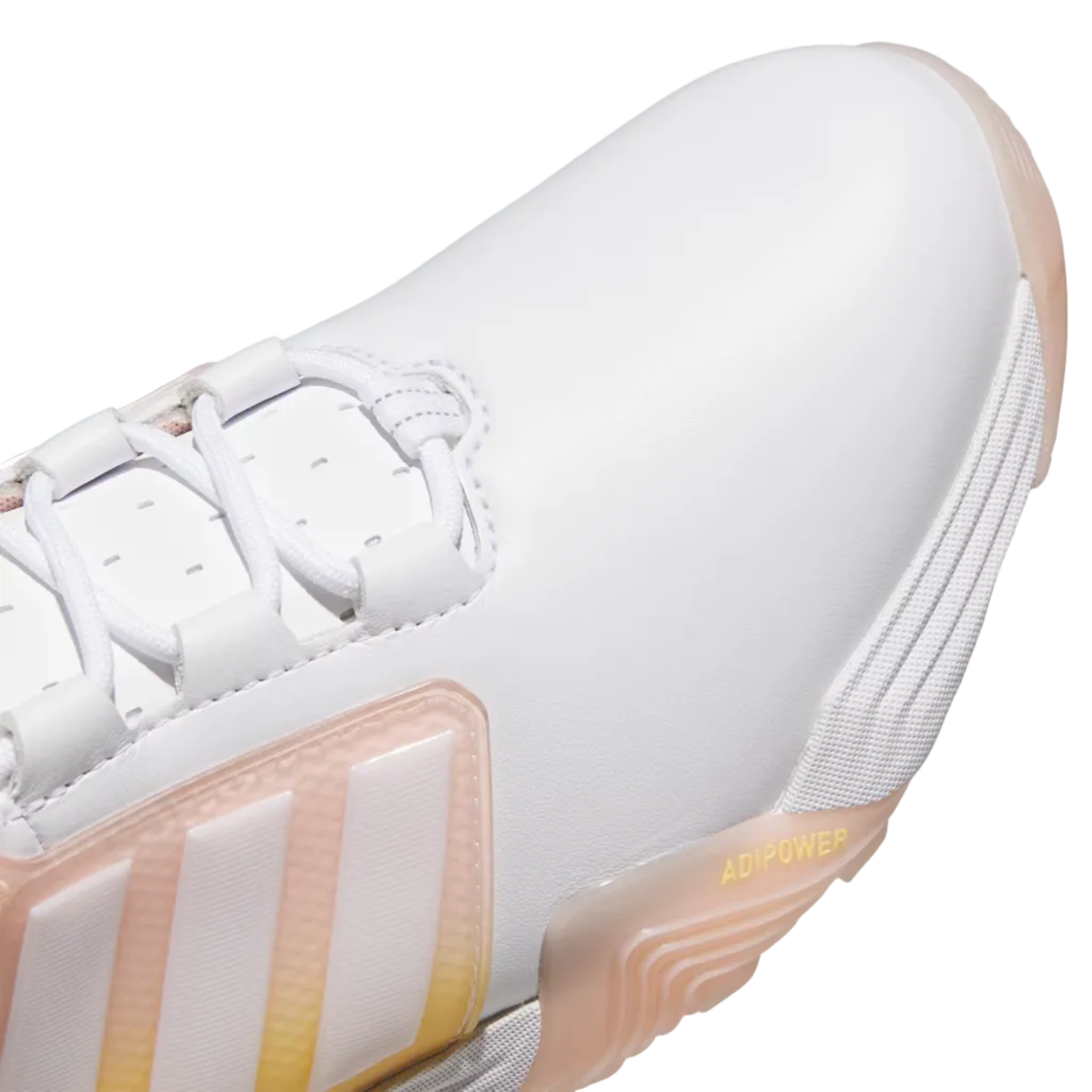 Adidas 26' Ladies Adipower Spikeless Golf Shoes - White/Blush Pink/Ice Tangerine