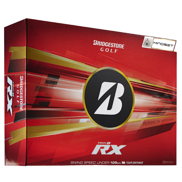 Bridgestone Golf RX golf ball box on a white background